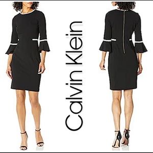 Calvin Klein Bell Sleeve Dress with White Piping